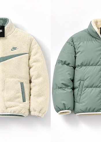 Nike Sehir Stilinde İki Renkli Sisme Ceket