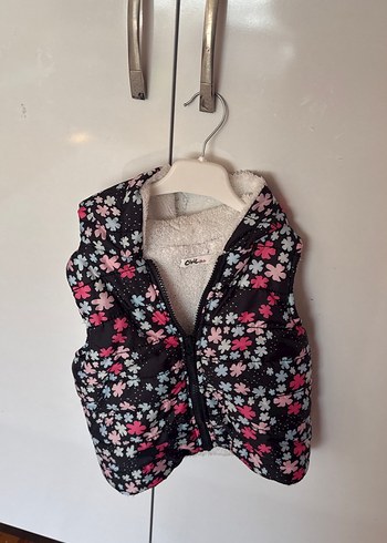 Kız Çocuk Çiçek Desenli Fermuarlı Yelek - Görsel 2