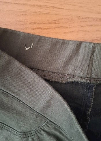 38 Beden yeşil Renk Kadın Haki Denim Kumaş Pantolon