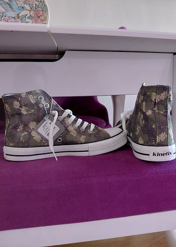 Kinetix Camo Desenli Beyaz Bagcikli Sneaker