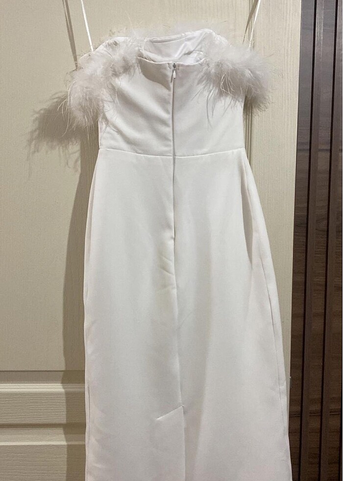 Midi boy tüylü elbise - Görsel 2