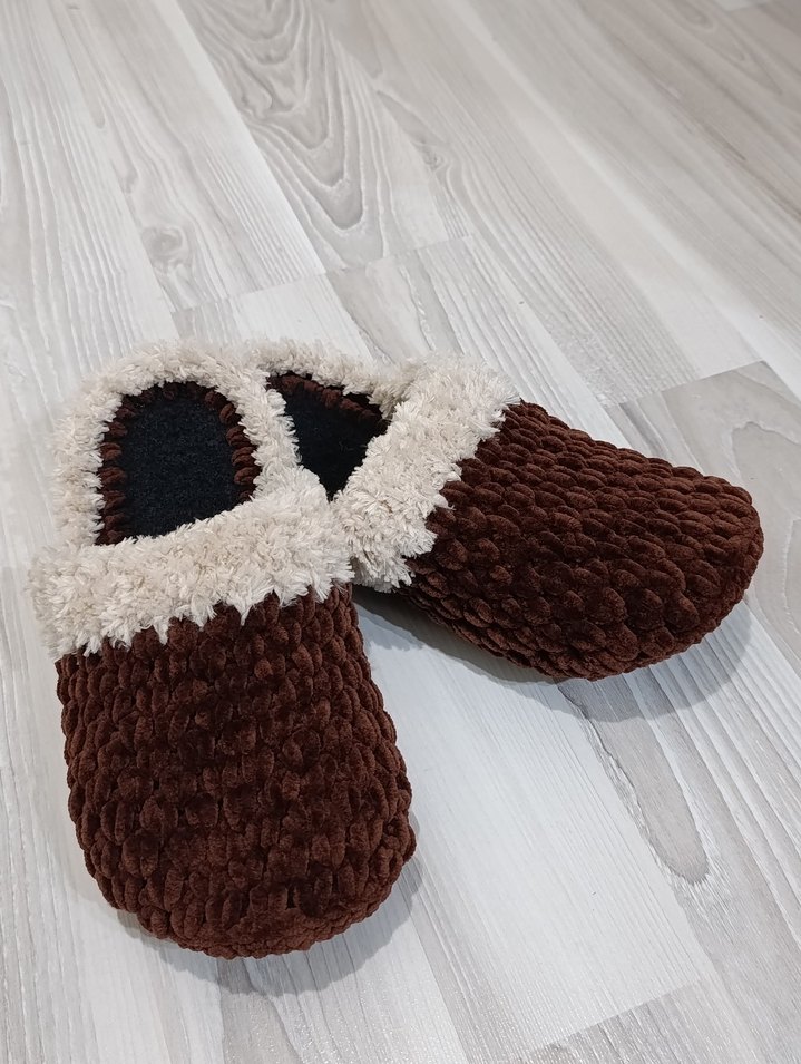 Erkek Kahverengi Örgü Sıcak Ev Terliği - Görsel 4