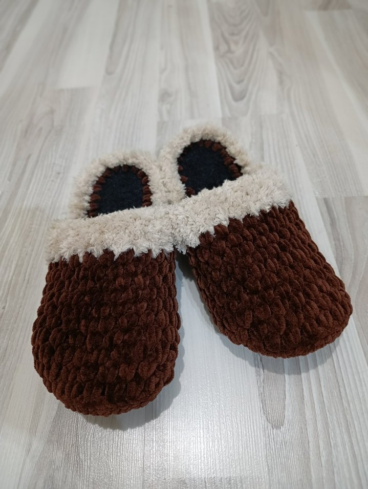 Erkek Kahverengi Örgü Sıcak Ev Terliği - Görsel 5