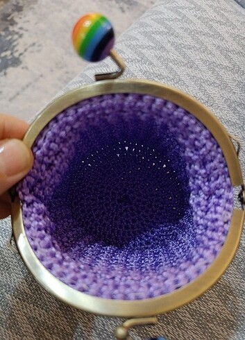 Örgü lila şans cüzdanı - Görsel 4