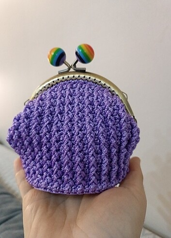 Örgü lila şans cüzdanı - Görsel 3