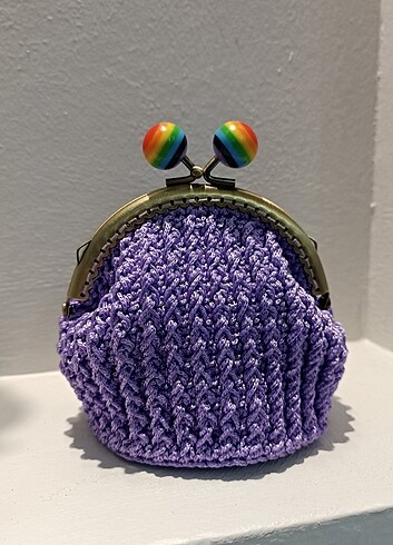 Örgü lila şans cüzdanı - Görsel 7