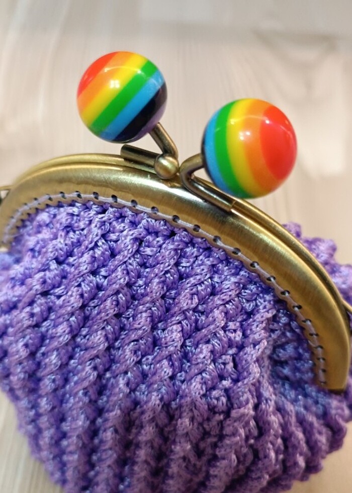Örgü lila şans cüzdanı - Görsel 2