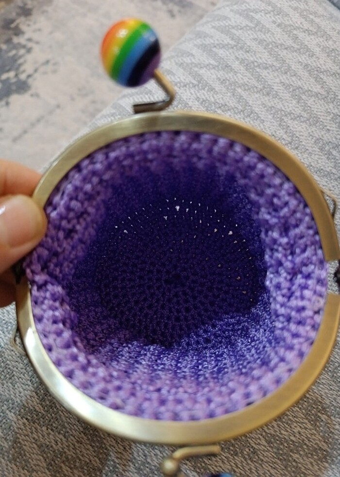 Örgü lila şans cüzdanı - Görsel 4