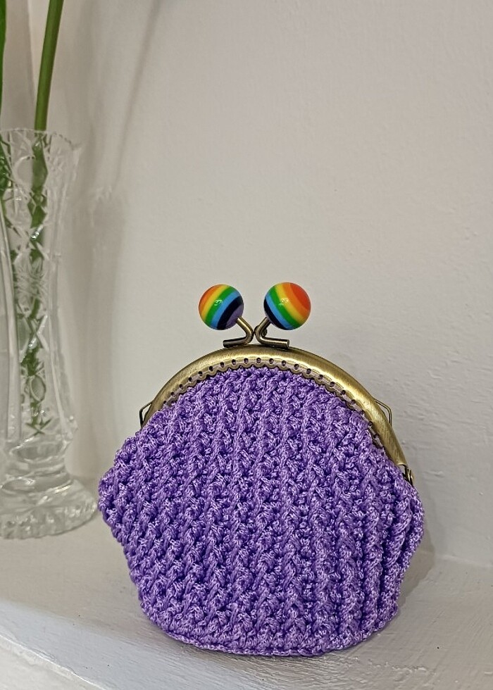 Örgü lila şans cüzdanı - Görsel 5