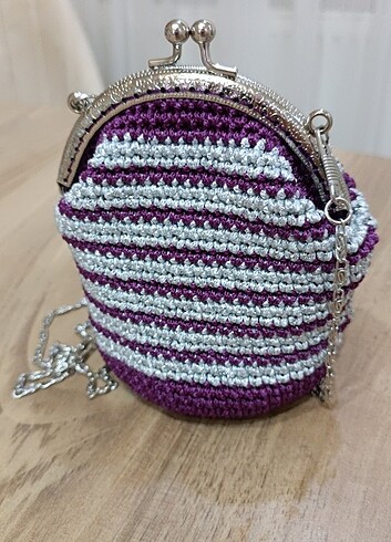 Mor örgü zincirli cüzdan - Görsel 2