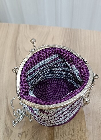 Mor örgü zincirli cüzdan - Görsel 3