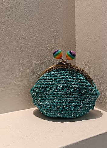 Mini örgü yeşil cüzdan - Görsel 3