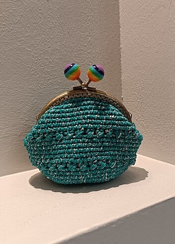 Mini örgü yeşil cüzdan - Görsel 5