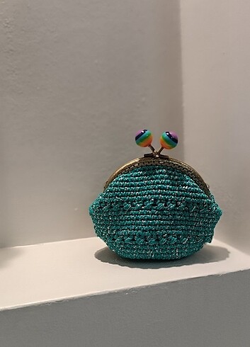 Mini örgü yeşil cüzdan - Görsel 6