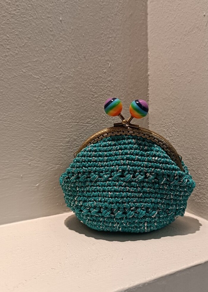 Mini örgü yeşil cüzdan - Görsel 3