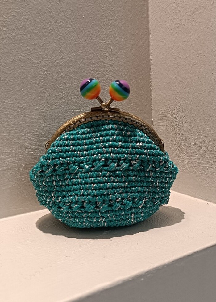 Mini örgü yeşil cüzdan - Görsel 5