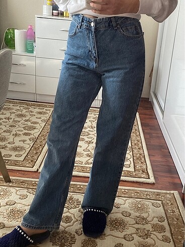 m Beden mavi Renk Jean Addax wide leg