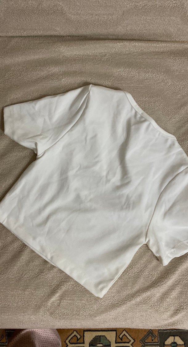 Kadın Beyaz Kısa Kollu Crop Top - Görsel 2