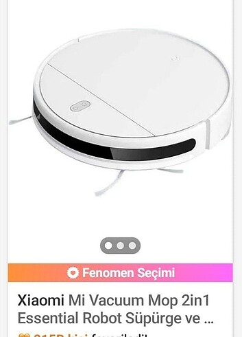  Beden Xiaomi vacuum mop 2 in1 robot süpürge 