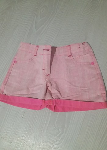 Düğmeli Pembe Kız Şortu
