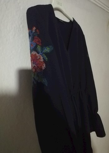 Nakışlı Siyah Bohem Uzun Kollu Elbise - Görsel 4