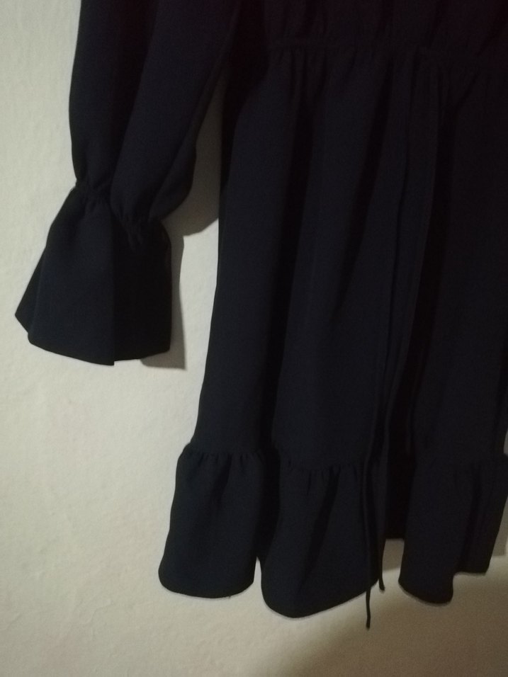 Nakışlı Siyah Bohem Uzun Kollu Elbise - Görsel 5