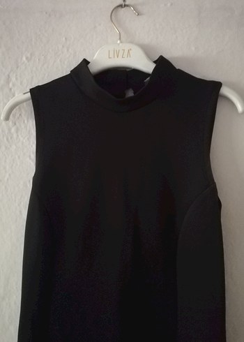 Siyah Midi Kadın Elbise Yüksek Yakalı - Görsel 3