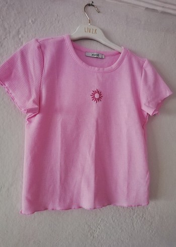 Pembe Kısa Kollu Kız Tişörtü - Görsel 2