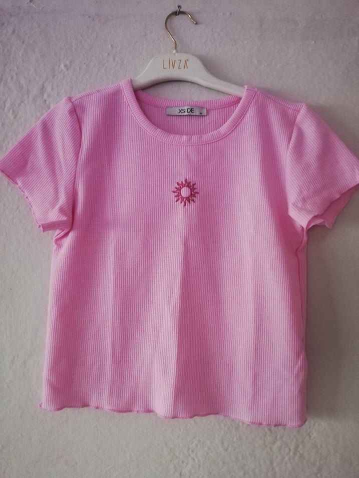 Pembe Kısa Kollu Kız Tişörtü - Görsel 3
