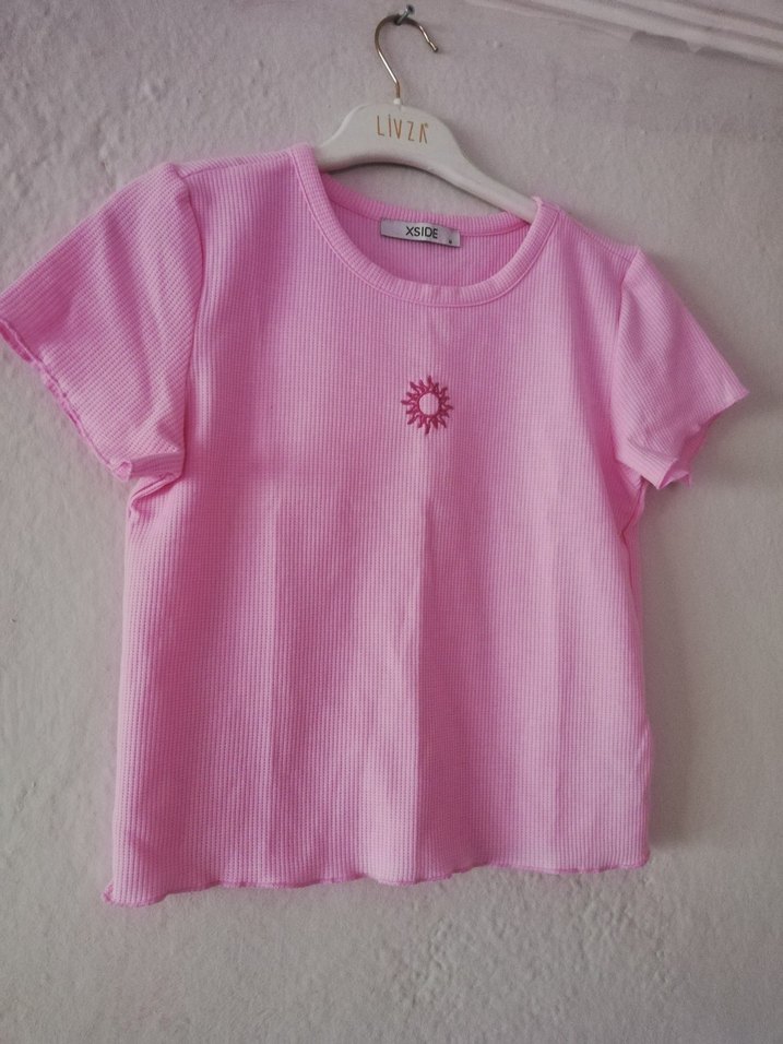 Pembe Kısa Kollu Kız Tişörtü - Görsel 2