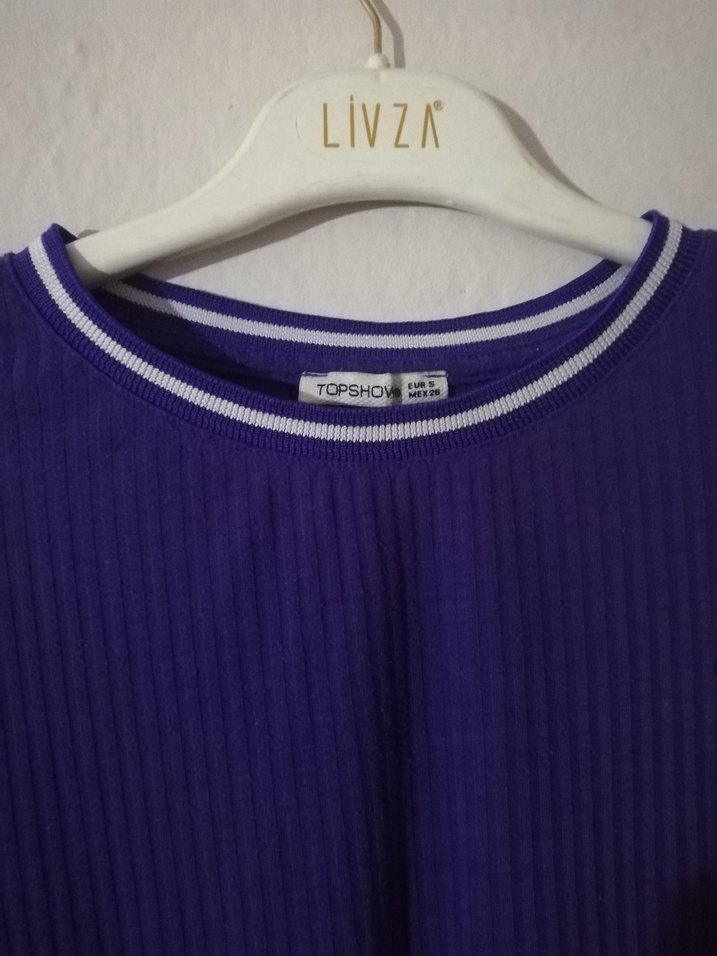 Mor Kısa Kollu Basic Tişört - Görsel 2