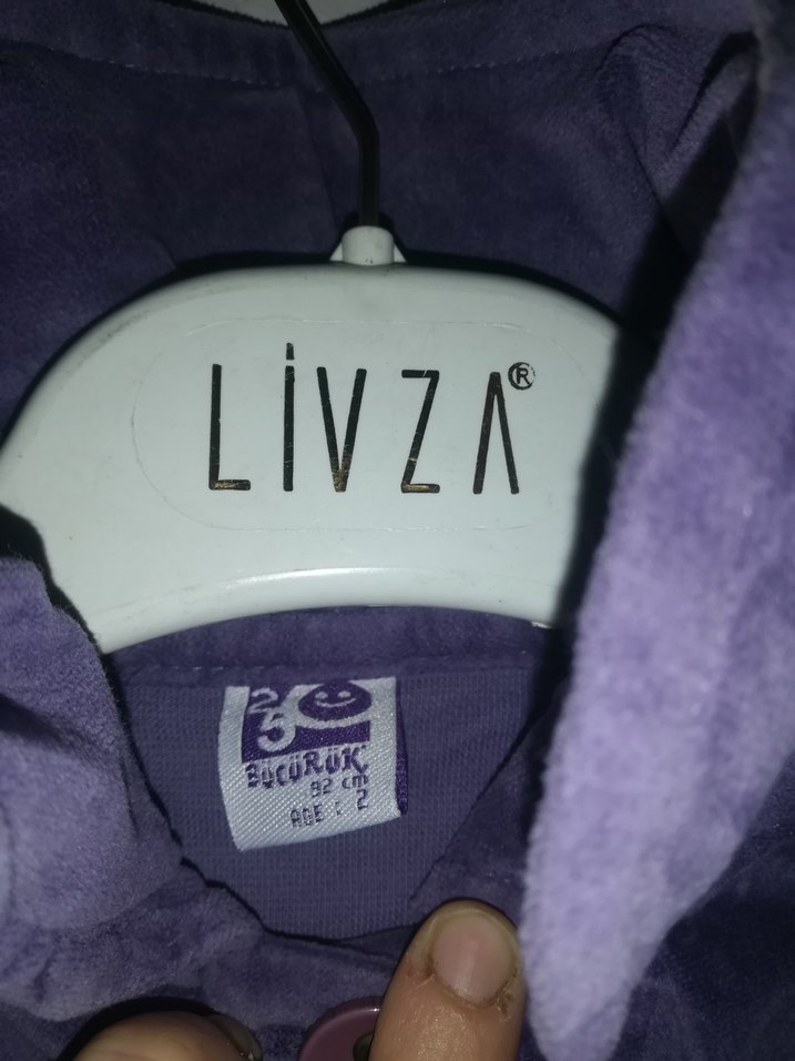 Kız Çocuk Mor Düğmeli Yüksek Yakalı Elbise - Görsel 3