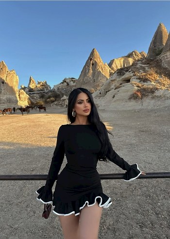 Uzun Kollu Siyah Mini Elbise - Görsel 2