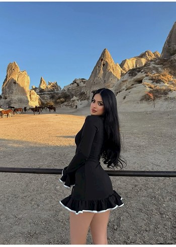 Uzun Kollu Siyah Mini Elbise - Görsel 3