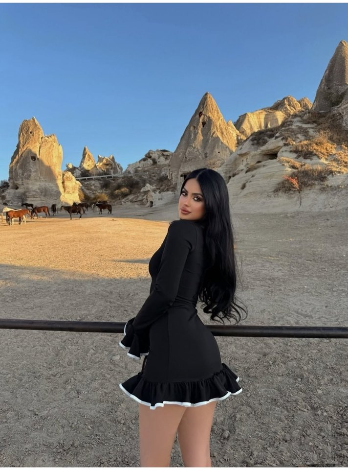 Uzun Kollu Siyah Mini Elbise - Görsel 3