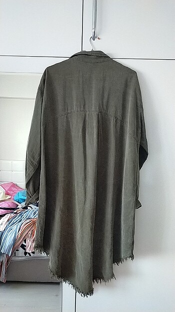 46 Beden yeşil Renk Oversize yıkama kumaş gömlek
