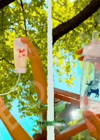 Beyaz Kapaklı Desenli eller serbest Bebek Biberonu - Görsel 4