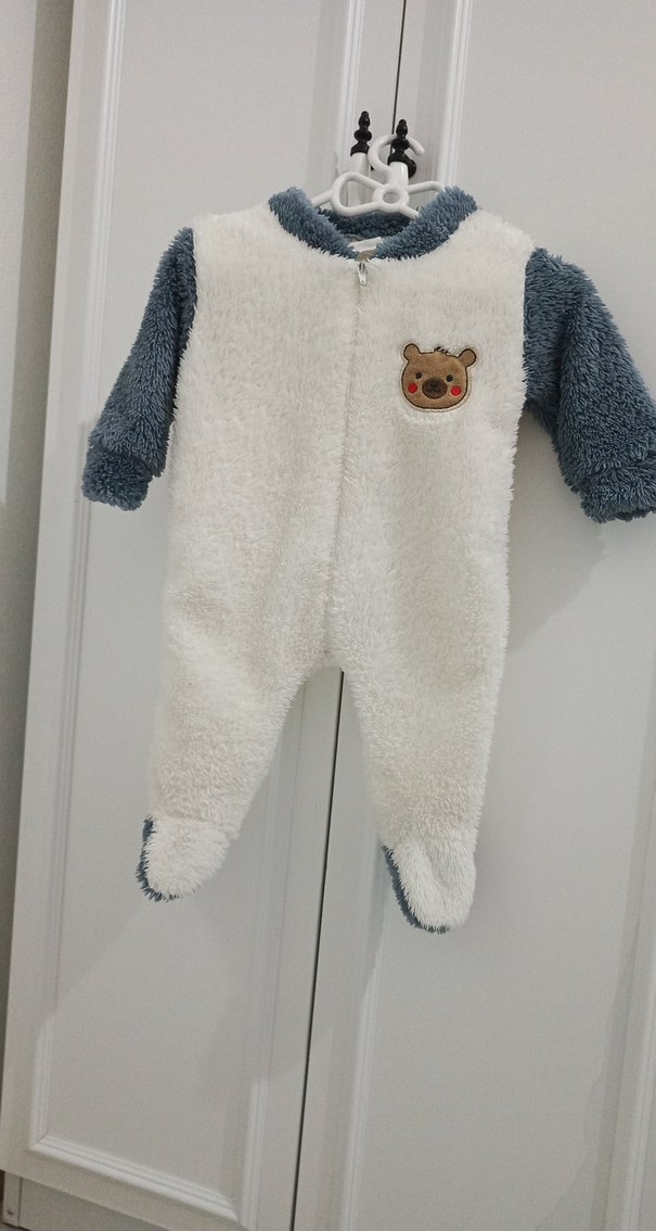 Renkli Nakışlı Erkek Bebek Peluş Tulum - Görsel 2