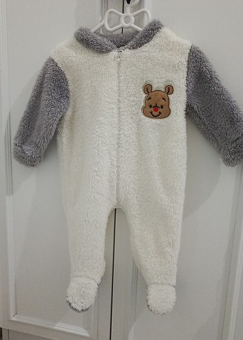 Gri Beyaz Erkek Bebek Polar Tulum - Görsel 2