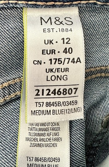 l Beden mavi Renk M&S kot ithal