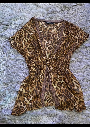 y2k leopar bluz