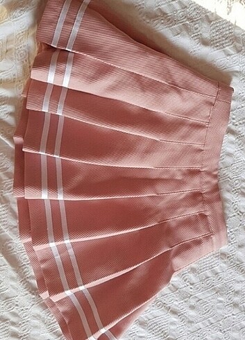 H&M pileli pembe mini etek 