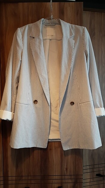 Mavi çizgili spor blazer ceket. Mav