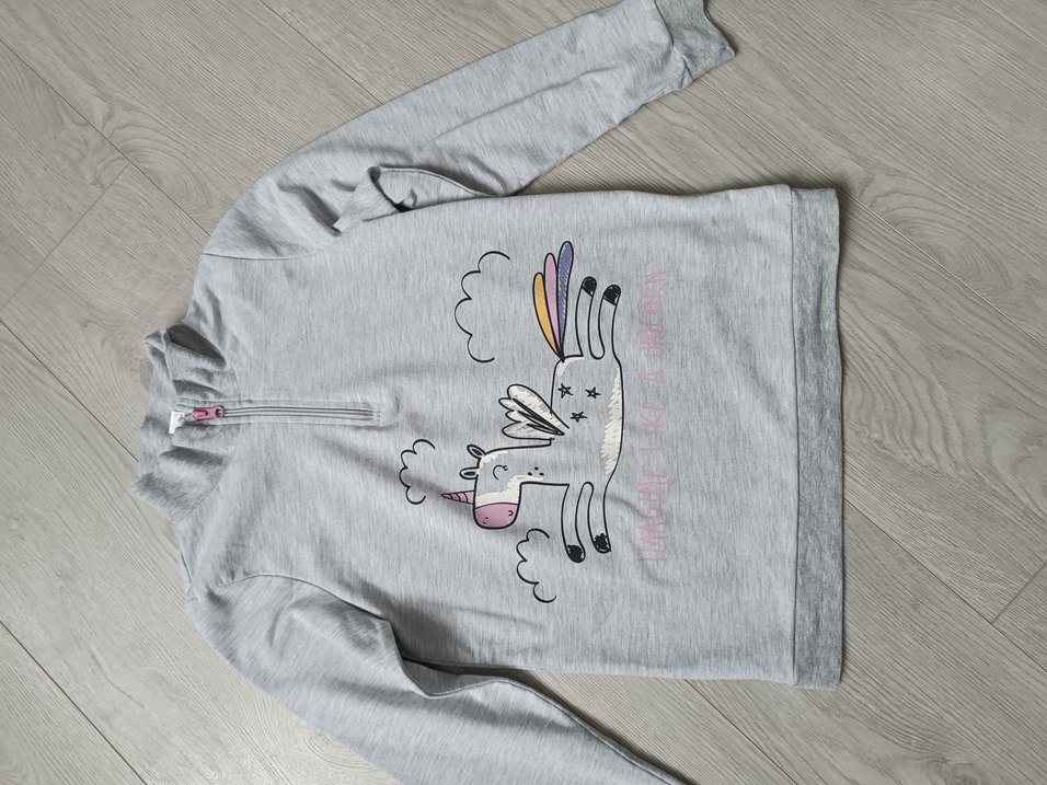 Unicorn Baskılı Gri Pamuklu bluz - Görsel 2