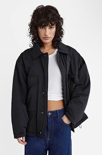Stradivarius Stadivarius oversize siyah puffer ceket