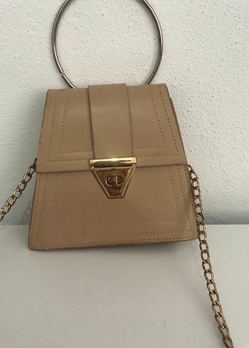 Bej Zincir Detaylı Kadın abiye çanta - Görsel 3