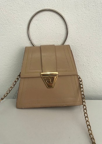 Bej Zincir Detaylı Kadın abiye çanta - Görsel 2