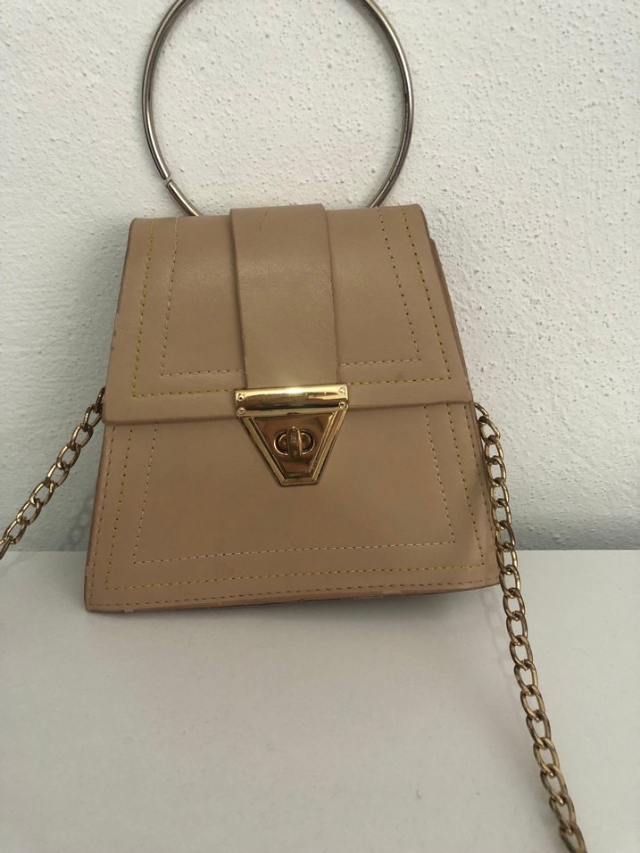 Bej Zincir Detaylı Kadın abiye çanta - Görsel 3