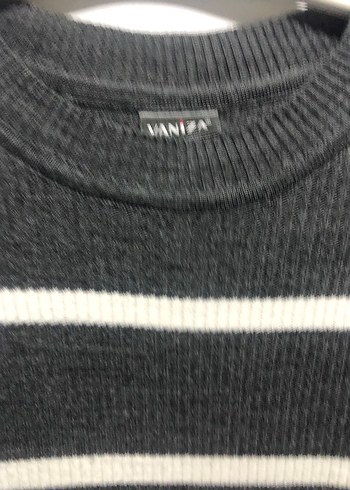 Gri Çizgili Uzun Triko Elbise - Görsel 2