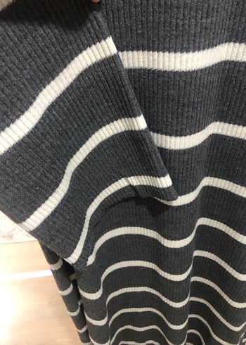 Gri Çizgili Uzun Triko Elbise - Görsel 3